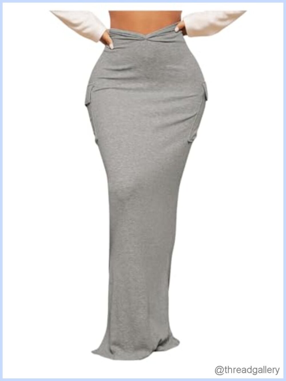 High Waisted Split Hem Bodycon Maxi Skirt, Soft Stretchy Pencil Skirt with